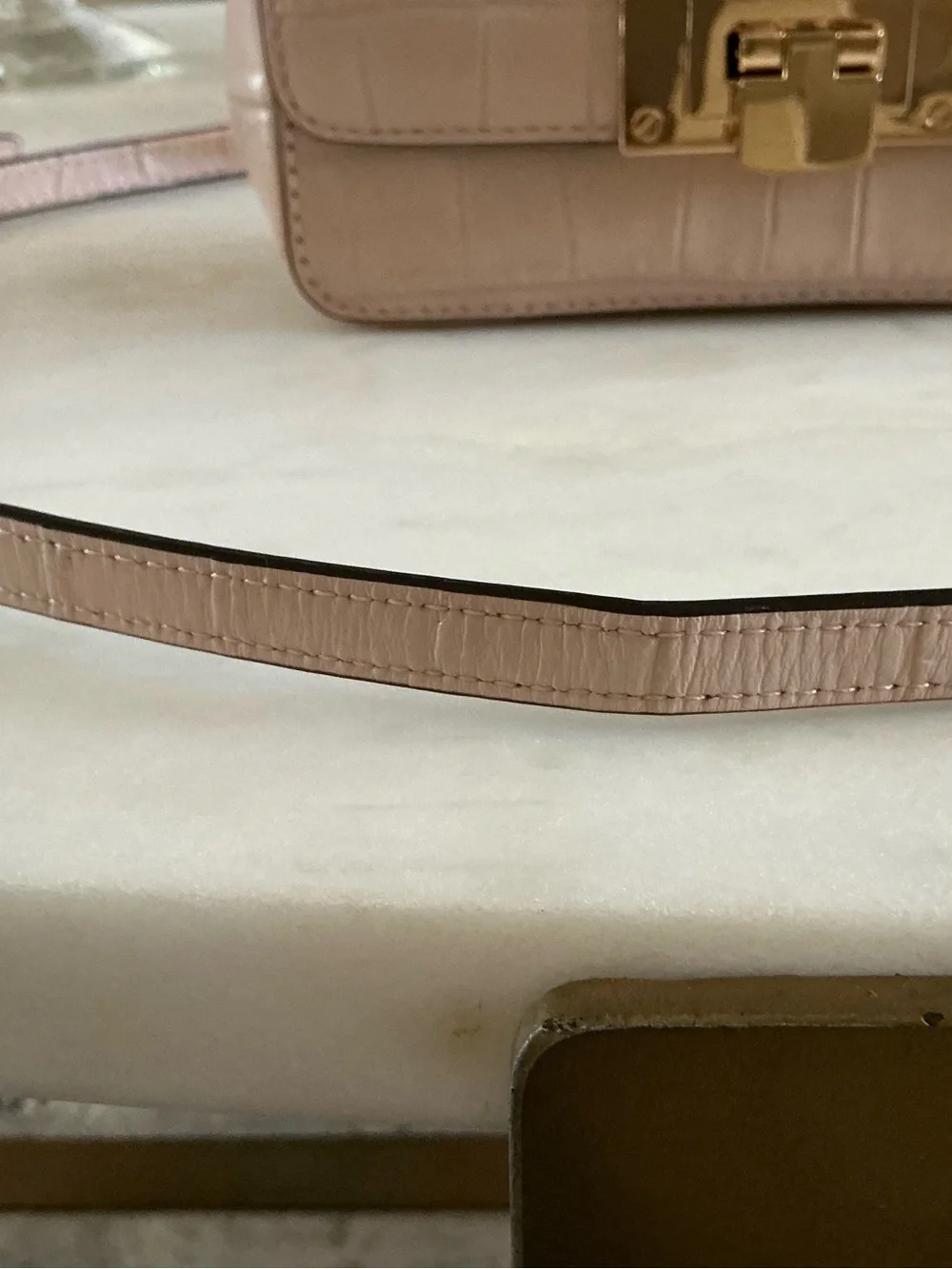 Michael  Kors -  Croc-Embossed light Pink Leather Crossbody - with Gold Hardware